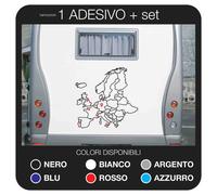 Adesivo EUROPA + Puntatori per camper, roulotte, furgoni e van vinile 50 x 52cm
