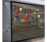 Adesivo Finestra PVC Ornamento Ricambi Negozio Parete NATALE Accessorio Palla Na