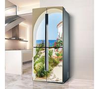 Adesivo for frigorifero Copertura completa for porta del frigorifero Coperture for pelli Adesivi murali for decalcomania da cucina, isola italiana vista mare(L: 100x180 cm)
