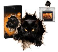 Adesivo Halloween magico Effetto Illusione per Vetri e Pareti Autoadesivo | Pellicola spettrale per interni con illusioni horror, ideale per decorare pareti di casa e stanze Black Cat