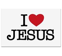 ADESIVO I LOVE JESUS BIANCO 9 x 6 cm - Adesivo cristiano per auto resistente alle intemperie per auto, biciclette, porte o mobili - MaMeMi