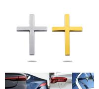 Adesivo in Metallo Con Gesù Cristo Sulla Croce, Adesivi 3D in Lega per Auto Con Stemma a Croce, Decalcomania Autoadesiva Antigraffio per Paraurti Laterali Del Portellone Posteriore(Silver+Gold)