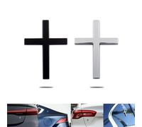 Adesivo in Metallo Con Gesù Cristo Sulla Croce, Adesivi 3D in Lega per Auto Con Stemma a Croce, Decalcomania Autoadesiva Antigraffio per Paraurti Laterali Del Portellone Posteriore(Black+Silver)