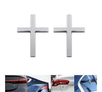 Adesivo in Metallo Con Gesù Cristo Sulla Croce, Adesivi 3D in Lega per Auto Con Stemma a Croce, Decalcomania Autoadesiva Antigraffio per Paraurti Laterali Del Portellone Posteriore(Silver*2)