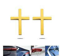 Adesivo in Metallo Con Gesù Cristo Sulla Croce, Adesivi 3D in Lega per Auto Con Stemma a Croce, Decalcomania Autoadesiva Antigraffio per Paraurti Laterali Del Portellone Posteriore(Gold*2)