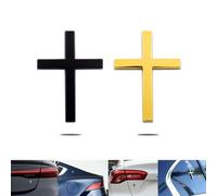 Adesivo in Metallo Con Gesù Cristo Sulla Croce, Adesivi 3D in Lega per Auto Con Stemma a Croce, Decalcomania Autoadesiva Antigraffio per Paraurti Laterali Del Portellone Posteriore(Black+Gold)
