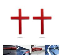 Adesivo in Metallo Con Gesù Cristo Sulla Croce, Adesivi 3D in Lega per Auto Con Stemma a Croce, Decalcomania Autoadesiva Antigraffio per Paraurti Laterali Del Portellone Posteriore(Red*2)