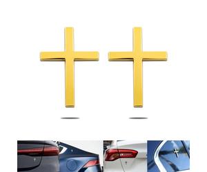 Adesivo in Metallo Con Gesù Cristo Sulla Croce, Adesivi 3D in Lega per Auto Con Stemma a Croce, Decalcomania Autoadesiva Antigraffio per Paraurti Laterali Del Portellone Posteriore(Gold*2)