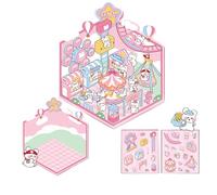 Adesivo in miniatura con paesaggio di cabina dei cartoni animati, per scrapbooking, diario, album fotografico, custodia per telefono, bagagli, pasticceria