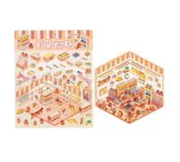 Adesivo in miniatura con scena di cabina simulata per scrapbooking, diario, quaderno, album fotografico, custodia per telefono, mondo di gioco creativo
