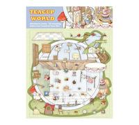 Adesivo in miniatura con scena di tazza da tè in stile cartone animato, paesaggio, PET per notebook, diario, libro di memoria, laptop, scrapbooking, impermeabile, PET per bambini