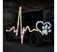 Adesivo in PVC glitterato con impronte di battito cardiaco scintillanti, per auto, laptop, camion, moto, pareti, finestre, bagagli, porte, multi-superficie, adesivo decorativo (colorato)