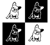 Adesivo in vinile, 4 pezzi, motivo: bulldog francese per auto, camion, finestre, computer portatile, colore: bianco e nero