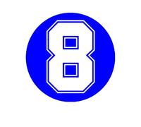 Adesivo in vinile con numero 8, alla moda, for finestrini auto, paraurti, carenatura della carrozzeria della moto, accessori decorativi in vinile.(Blue,30cm)