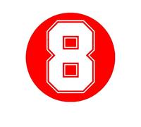 Adesivo in vinile con numero 8, alla moda, for finestrini auto, paraurti, carenatura della carrozzeria della moto, accessori decorativi in vinile.(Red,15cm)