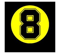 Adesivo in vinile con numero 8, alla moda, for finestrini auto, paraurti, carenatura della carrozzeria della moto, accessori decorativi in vinile.(Yellow,15cm)