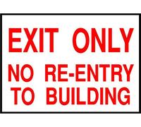 Adesivo in vinile con scritta "Exit Only No Re-Entry to Building Emergency Exit", OSHA/ANSI, 20,3 cm