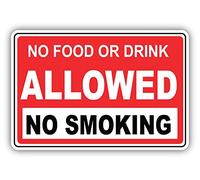 Adesivo in vinile con scritta "No Food or Drink Allowed No Smoking