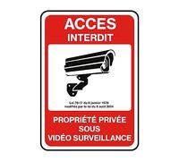 Adesivo in vinile impermeabile, protezione UV - adesivo segnaletico laminato plastificato resistente all'acqua e ai raggi UV, proprietà privata sotto sorveglianza video accesso vietato, altezza 30 x