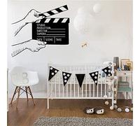 Adesivo in vinile nero - Adesivo da parete creativo a tema film per la cameretta dei bambini o la cameretta dei bambini per creare un'atmosfera artistica e creativa, 65 x 37 cm