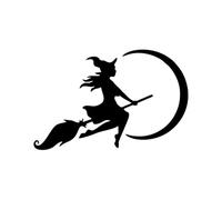 Adesivo in vinile per auto con scritta "Want to Fly Up and Shoulder to Shoulder with The Moon, I'm Not A Witch I'm Free" (nero, 35 x 22,7 cm)