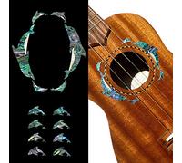 Adesivo intarsio per ukulele - Dolphines tastiera e rosetta - Abalone blu