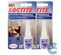 Adesivo Istantaneo utilizzo universale 2 pezzi x 5g multimateriale Loctite 401