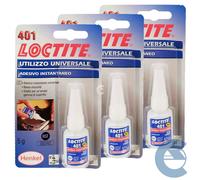 Adesivo Istantaneo utilizzo universale 3 PEZZI X 5g multimateriale Loctite 401