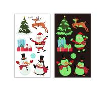 Adesivo Luminoso per Tatuaggi Finti per Bambini di Natale, Tatuaggi Temporanei Fluorescenti Notturni per Bambini con Babbo Natale, Pupazzi di Neve, Elfi, Fiocchi di Neve, Albero