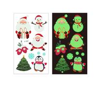 Adesivo Luminoso per Tatuaggi Finti per Bambini di Natale, Tatuaggi Temporanei Fluorescenti Notturni per Bambini con Babbo Natale, Pupazzi di Neve, Elfi, Fiocchi di Neve, Albero
