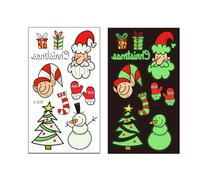 Adesivo Luminoso per Tatuaggi Finti per Bambini di Natale, Tatuaggi Temporanei Fluorescenti Notturni per Bambini con Babbo Natale, Pupazzi di Neve, Elfi, Fiocchi di Neve, Albero