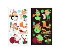 Adesivo Luminoso per Tatuaggi Finti per Bambini di Natale, Tatuaggi Temporanei Fluorescenti Notturni per Bambini con Babbo Natale, Pupazzi di Neve, Elfi, Fiocchi di Neve, Albero