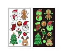 Adesivo Luminoso per Tatuaggi Finti per Bambini di Natale, Tatuaggi Temporanei Fluorescenti Notturni per Bambini con Babbo Natale, Pupazzi di Neve, Elfi, Fiocchi di Neve, Albero