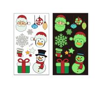 Adesivo Luminoso per Tatuaggi Finti per Bambini di Natale, Tatuaggi Temporanei Fluorescenti Notturni per Bambini con Babbo Natale, Pupazzi di Neve, Elfi, Fiocchi di Neve, Albero