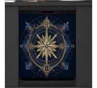 Adesivo magnetico per lavastoviglie con bussola mistica a forma di stella mistica vintage, decorazione per elettrodomestici da cucina, riutilizzabile, copertura magnetica per frigorifero