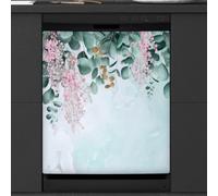 Adesivo magnetico per lavastoviglie, motivo: foglia di eucalipto verde salvia sulla parte superiore, per decorazione di elettrodomestici da cucina, riutilizzabile, copertura magnetica per frigorifero