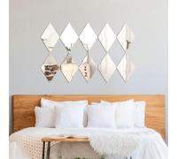 Adesivo Mirrior - Decorazione da parete del soggiorno, adesivi a specchio rombi - set di 10 adesivi