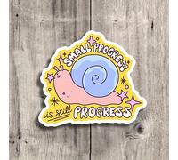 Adesivo motivazionale a forma di lumaca "Anche il piccolo progresso è ancora progresso" da 7,6 cm - perfetto per computer portatile, borracce, quaderni e spazi di chi si pone obiettivi; ottimo regalo