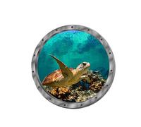 Adesivo murale 3D Oblò Visualizza Adesivo sottomarino Pesci tropicali Adesivo decalcomania impermeabile per bagno Frigorifero