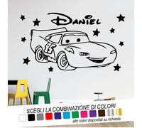 Adesivo Murale Cameretta CARS Saetta McQueen NOME PERSONALIZZATO Wall Art DISNEY