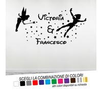 Adesivo Murale Cameretta PETER PAN e TRILLY con 2 NOMI PERSONALIZZATI Disney