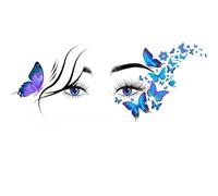 Adesivo Murale con Occhi Blu, Frase "She Has A Beautiful Vibe" e Farfalle Colorate - Decorazione Elegante per Pareti Femminili, Estetiche, Camere da Letto e Studi Creativi - 100x58 cm