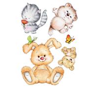 Adesivo murale Cute Animals 2 fogli 47 x 67 cm Multicolore