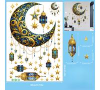 Adesivo murale for stella luna Ramadan Eid decalcomania finestra 3D PVC