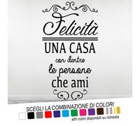 Adesivo Murale Frase FELICITA’ una CASA con dentro le PERSONE che AMI (copia)