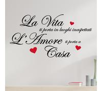 adesivo murale frase la vita ti porta in luoghi inaspettati l'amore a1004