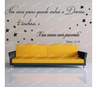 Adesivo Murale Frase NON AVRAI PAURA QUANDO ANDRAI A DORMIRE Stelle PROV 3:24