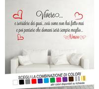 Adesivo Murale Frase VIVERE VASCO ROSSI Sticker Decorazione Murales Parete
