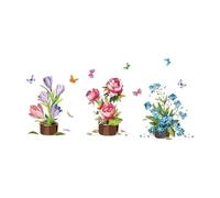 Adesivo Murale in PVC per Decorazione di Interni, Soggiorno, Vasi di fiori, Taglia unica