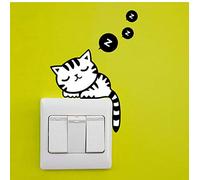 Adesivo murale in vinile nero - Simpatico adesivo murale a forma di gatto, crea un'atmosfera calda e divertente nella cameretta dei bambini o nel soggiorno, 13 x 18 cm